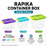 Rapika Container Box 10 15 25 Liter Plastic Storage with Locking Handle