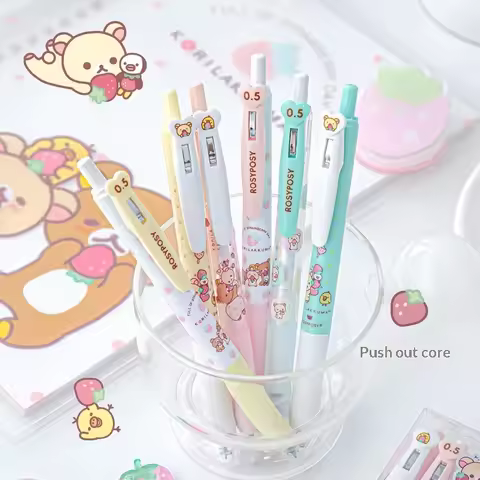 New Rosyposy Retractable Gel Pen Set Korila Kkuma Strawberry 0 5 Mm Fine Point For Daily Writing Jou