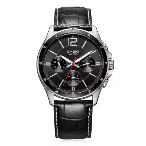 CASIO MTP-1374L Men's Multifunction Quartz Watch, 3 Sub-dials (Day/Date/24H), 50M Water Resistant, B