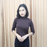 Women's High Collar Top 3/4 Sleeve / Women's T-Shirt inner / turtleneck Cuff 3/4 Sleeve