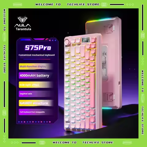 AULA S75 Pro 75% Layout Gasket Mount Wireless Mechanical Keyboard Hot Swappable Tri Mode 2.4G RGB Cu