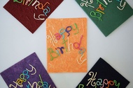 การ์ดอวยพรวันเกิด diy แฮนเมด การ์ด ของขวัญ วันเกิด (โค้ง) (ขนาด L) Handmade Happy Birthday Mulberry Paper Card (Curve) (Size L)