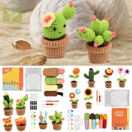 6Pcs Crochet Starter Kit Complete Potted Plant Crochet Kit Cute Crochet Knitting Kit Colorful Croche