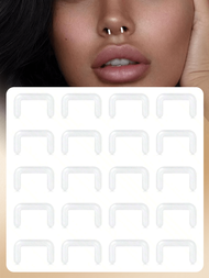 20 Pcs Transparent Septum Retainer Acrylic U Shape Nose Piercing Invisible 14G 16G Jewelry Set Women