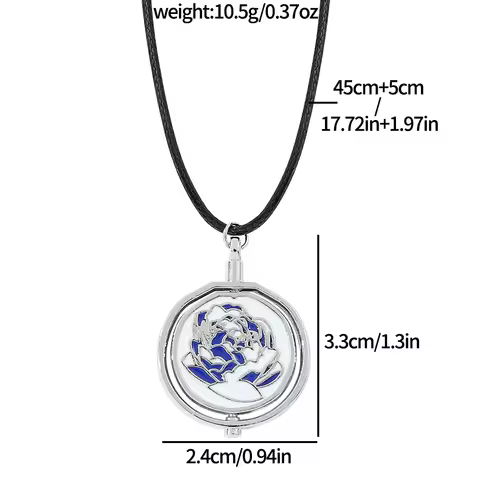 Arcane Season 2 Jinx Blue Rose Rotatable Necklace Powder Anime Game Pendant Fashion Metal Jewelry Gi