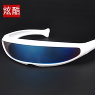 ST/💚XWar Police Stylish Sunglasses Laser Laser Glasses Space Robot One-Piece Mercury Lens Sunglasses QLLO