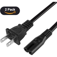 [2 Pack] 2 Prong AC Power Cord for PS4 PS5 Xbox TV Speaker Printer 6 Feet Power Cable Replacement YB