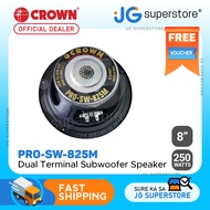 Crown 250W 8" Dual Terminal Subwoofer Speaker with 75Hz-3kHz Frequency Response, Max 8 Ohms Impedance, 96dB Sensitivity Level, 35.5mm Voice Coil (PRO-SW-825M) | JG Superstore