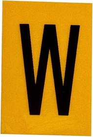 Brady 5920-W, Bradylite Reflective Numbers & Letters, 1 1/2" Height x 1, Black on Yellow, Legend "W"