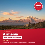 Armenia Travel eSIM 2GB-20GB & Unlimited 3-30 Days Prepaid Data SIM