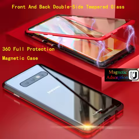 Magnetic Flip Metal Phone Case For Samsung Galaxy S8 S9 S10 Plus Lite Cover Double Side Glass Capa N