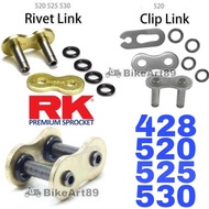 Rivet Clip Chain RK 428 520 525 530 Oring Xring O-ring X-ring Gold Black Rantai Plug Connecting Link