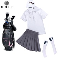 Children's golf clothing set girls' clothing two-piece set quick-drying breathable stretch top anti-exposure pleated skirt J.LINDEBERG Titleist DESCENNTE Korean Uniqlo ✶☏