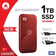 WD My Passport SSD 1 TB ฮาร์ดดิสก์พกพา Type-C, USB 3.0 (WDBAGF0010BRD-WESN) Red สีแดง New 2020 ความเ