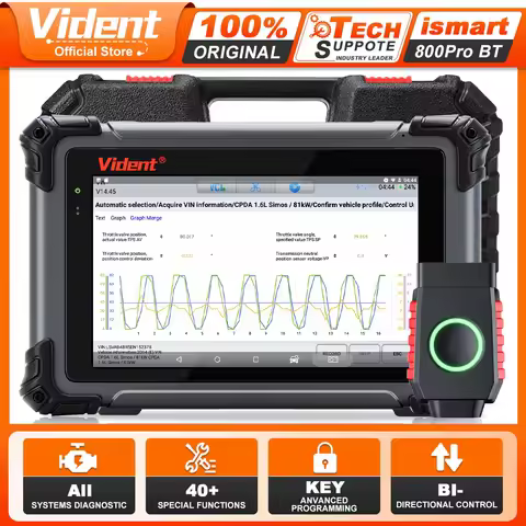 VIDENT iSmart800Pro BT Car Diagnostic Tool Chip Reader Bidirectional Scanner Control 40+ Reset OBD2 