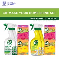 CIF Make your Home Shine 4pcs Set  - New Cif Cream Original/Lemon, Cif Scrub Daddy & Mommy