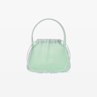 Alexander Wang 膠印Logo針織抽繩小包 粉綠色