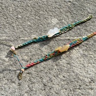 天然白玉髓耄耋/黃玉髓鯉魚編織設計彩色回回手繩