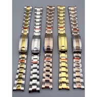 Strap 20mm 904L Solid Stainless Steel Three Steel Straps Folding Bracelet Suitable for 36mm