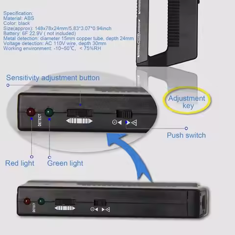 High Sensitivity Metal Detector with Light & Alarm AC Wire Wpp123 Plastic Wire Pipe Power Detector P