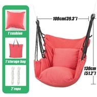 Portable Hammock Chair Swing Chair Seat Hanging Rope Chair with 1 Pillows for Garden Outdoor/Indoor