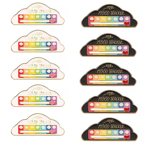 10 PCS Mixed Loading My Social Battery Pin Facial Expression Badge For Women Mood Conversion Energy 