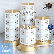 Universal Tower Extension Socket with 3 m Extension Cord, 3 USB Ports, Overload Protection (2, 3, 4,