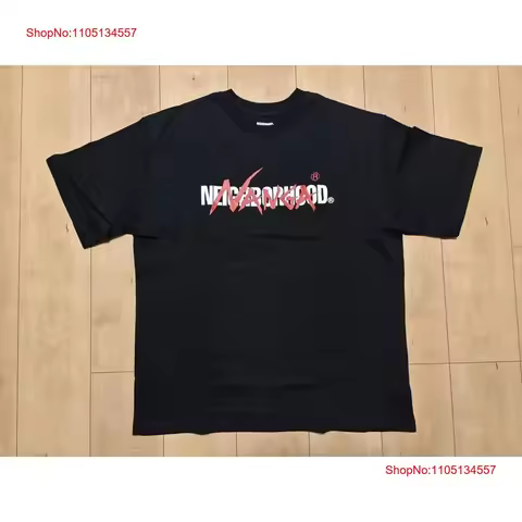 Neighborhood NANGA 30th Anniv Logo T Shirt Black XL Cotton vintage Washed Unisex Stylish streetwear 