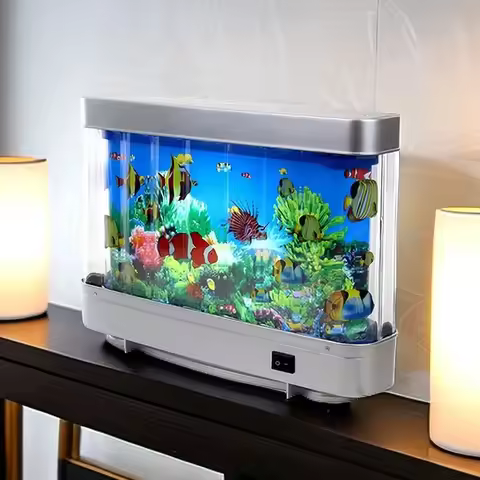 Artificial Tropical Fish Tank Lamps Aquarium Decorative Table Lamp Virtual Ocean Dynamic LED Night L