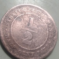Koin 1873 half cent straits settlements victoria 1/2