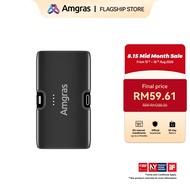 Amgras PowerWorld822 Mini Powerbank 5000mAh Built-in Foldable Type-C Lighning dual Connector & zinc 