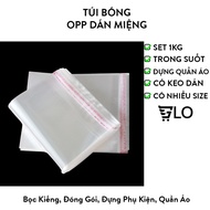 1 Kg Túi Nilon Keo Dán Miệng OPP Trong Suốt Bọc Kiếng Đóng Gói Đựng Phụ Kiện Quần Áo