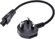 Tekit UK Plug BS1363 13A 3Pin Male to IEC 320 C5 Micky Cloverleaf Short AC Power Cable Cord 20CM for