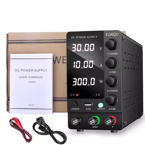 KUAIQU 30V 10A DC Power Supply Adjustable Digits Display Laboratory Power Supply Voltage Regulator 6