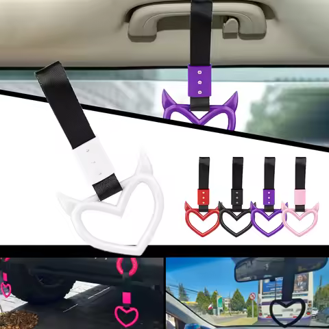 JDM Zurikawa Ring Bus Handle Devil Heart Modified Racing Handle Hand Strap Loops Bumper Bus Car Drif