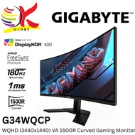 GIGABYTE 34" G34WQCP WQHD (3440x1440 @180HZ) VA 1500R LCD CURVED LED GAMING MONITOR (1MS, INPUT: HDM
