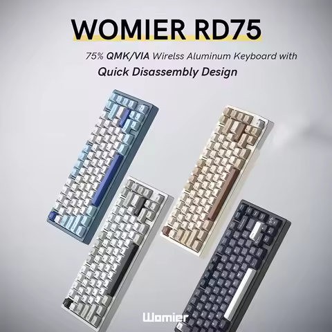 Womier RD75 Pro Aluminum Mechanical Keyboard 3 Modes 75% QMK/VIA Repaid Quick Release Wireless Custo