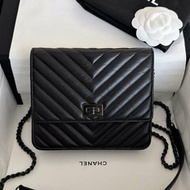 近新品 香奈兒/Chanel so black 2.55 woc鏈條包