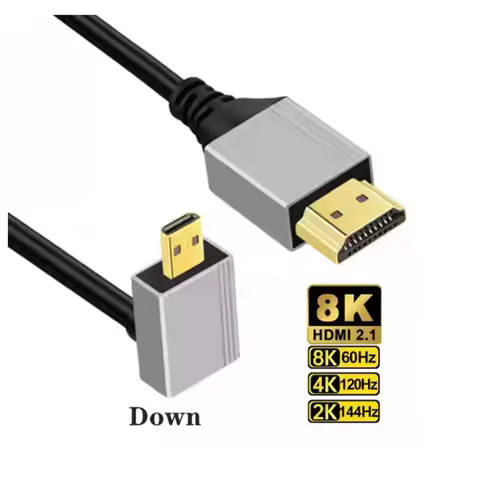 90 Degree Angle 8K 5K Micro HDMI To HDMI-compatible HDMI 2.1V Cable for TV PC Digital Camera Sony A6
