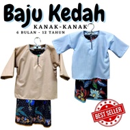 YASNA Baju Kurung Kedah Kanak-Kanak Baju Plain Dan Kain Batik Instant Getah