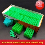 Green Plastic Expansion Pipe Tox Wall Plug with Stopper Expand Nails WIth Screw 6mm 8mm Self Tapping