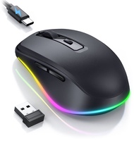 Wireless Mouse, Mouse Jiggler - LED Wireless Mice with Build-in Mouse Jiggler Mover, Rechargeable Mo