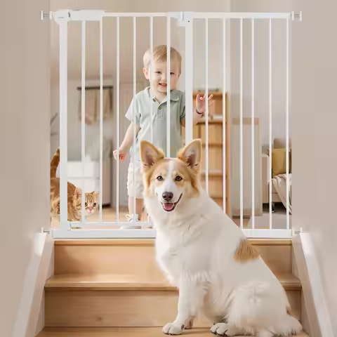 SucceBuy Baby Gate 28/30/36 Inches High Dog Gate Easy Step Walk Thru Child Pet Security Pressure Mou