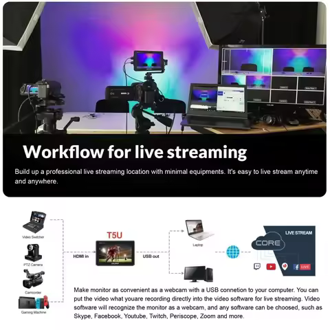 LILLIPUT T5U HD 5 Inch 4K Monitor Touch Screen HDMI-compatibl Camera Director External Output to USB