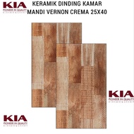 Keramik Dinding Kamar Mandi Glossy Motif Kayu 25x40 Vernon Crema