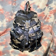 85% new Head porter navy camo drawstring rucksack backpack S  深藍色迷彩尼龍索繩細背囊 書包 背包