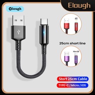 Elough 25cm Type C USB Micro Cable Fast Charging Data Cord Short Portable USB C/Lightning Cable Charge for Power Bank MobilePhone Wire