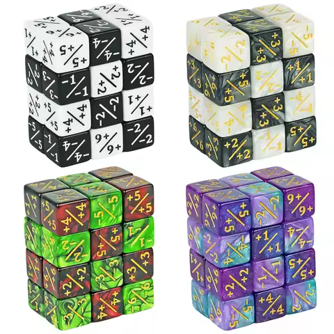 10pcs Six Sided Dice Set D6 Counters +1/+1 and -1/-1 Set for Entertainment games