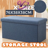 (1 PCS) XL SIZE Multifunction Folding Fabric Furniture Chair Stool Storage Box Foldable Home Footres