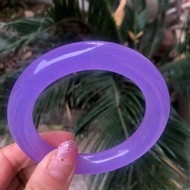 Purple jade bracelet Violet quartzite jade bracelet thick Round Bangle